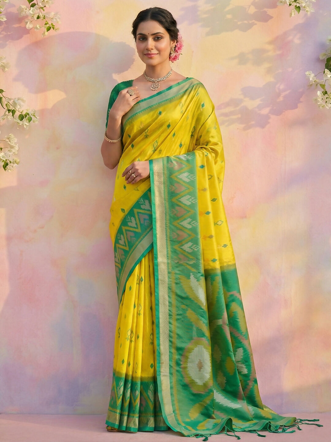 Shree Shyam Fashion Green Soft Silk Saree - Distacart