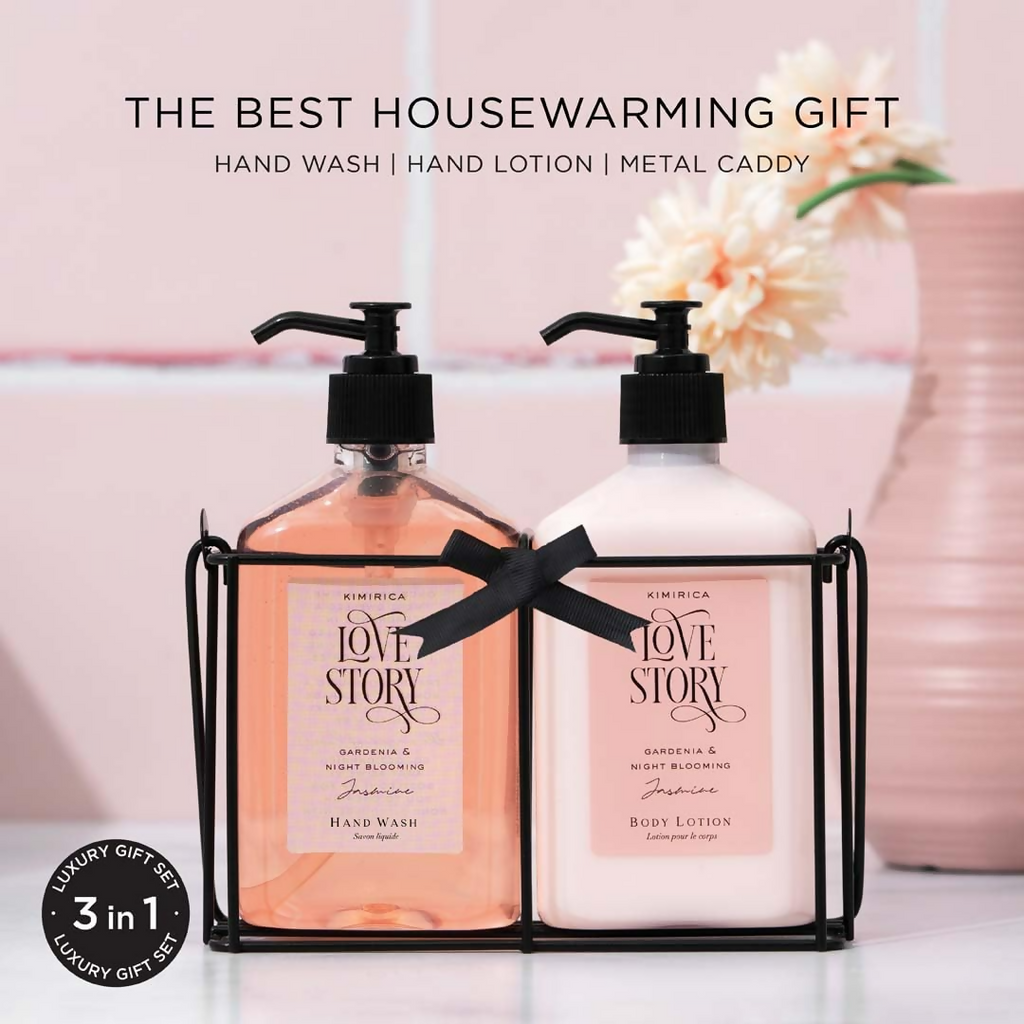 Kimirica Hand Wash & Hand Lotion Duo set Kit with Metal Caddy