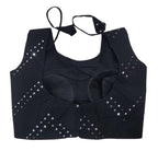 Vamika Brown Georgette Mirror Work Blouse - Distacart