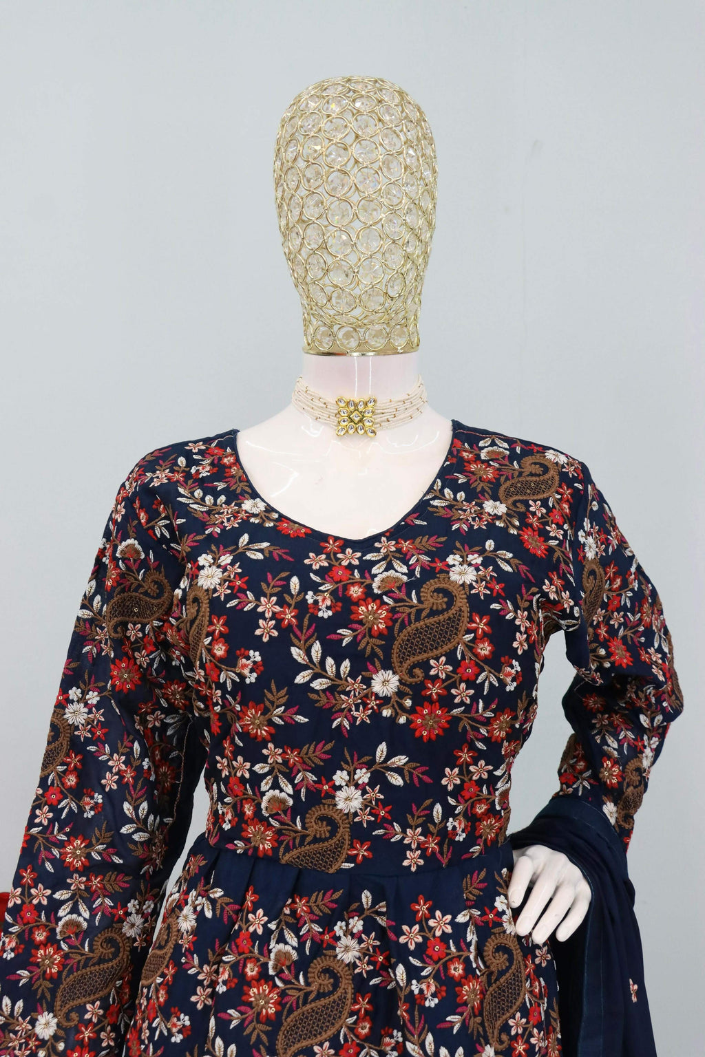 Anaita Blue Chinon Embroidered With Sequins Work Salwar Suit - Distacart