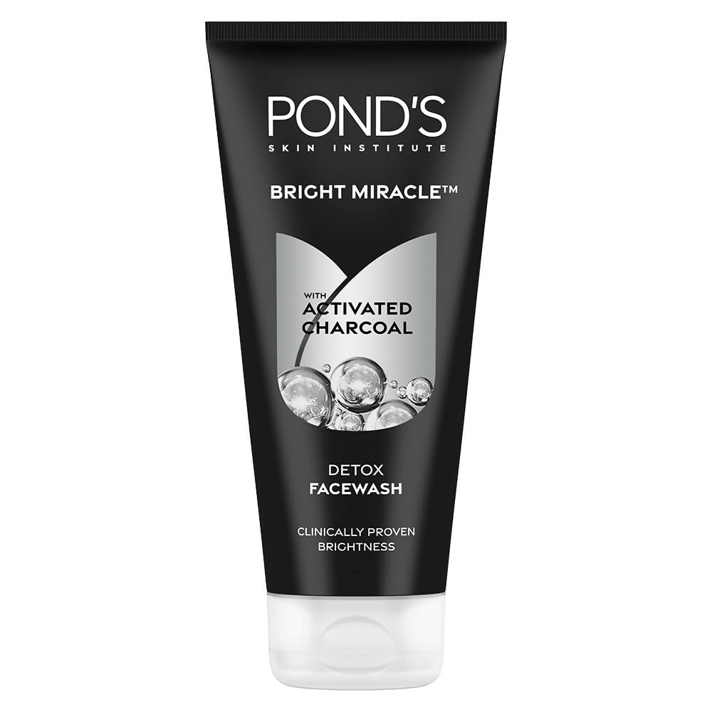 Ponds Bright Miracle Detox Facewash 10X Power of Activated Charcoal For Deep Cleaned Skin, Reveals Glow