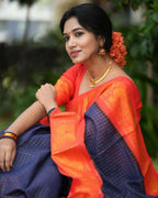 DEIANA'S Beautiful Designer Golden zari Soft Lichi Silk Saree - Purple