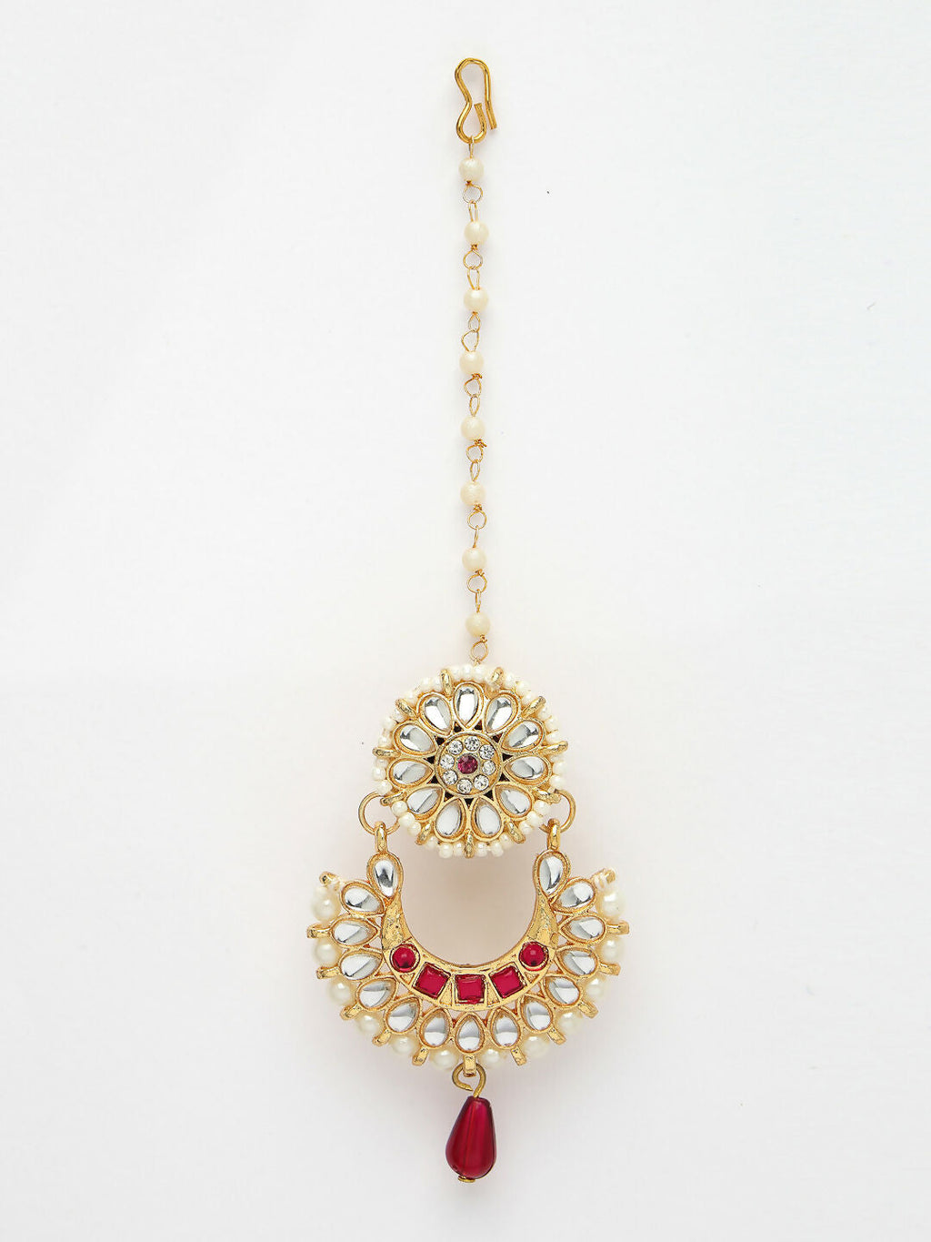 NVR Women's Gold-Polished CZ Stone-Studded Maang Tikka - Distacart