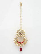 NVR Women's Gold-Polished CZ Stone-Studded Maang Tikka - Distacart