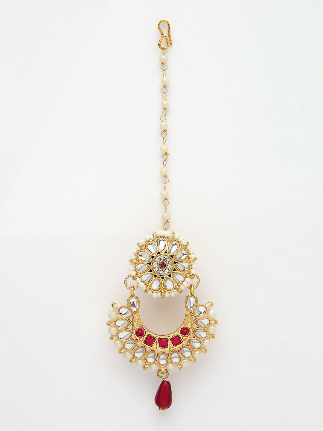 NVR Women's Gold-Polished CZ Stone-Studded Maang Tikka - Distacart