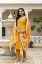 The52 Women's Beautiful Rayon Fabric Printed Work Straight Kurta Pant and Dupatta Set - Distacart