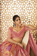 Kesar Fab Pink Banarasi Silk Embroidered Lehenga