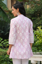 Juniper Women's Lavender Cambric Placement Floral Printed Tunic - Distacart