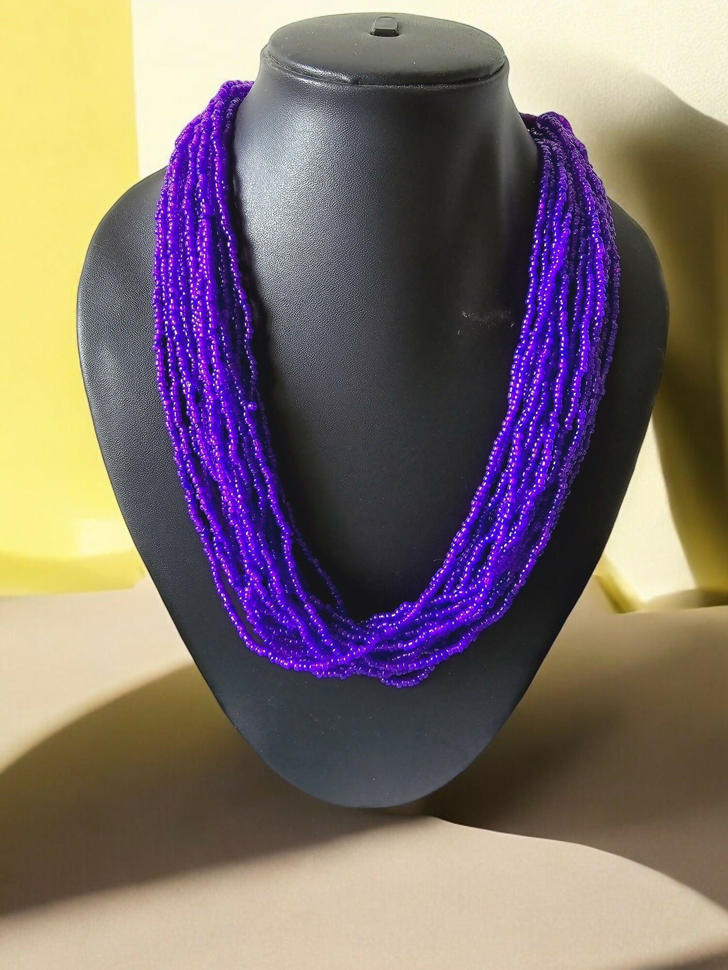 Inhanns Handmade Beaded Multilayer Necklace, 20 Layers - Purple