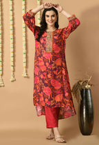 Joban Fashion Red Maslin Kurta Set