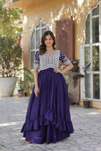 Vastranavya Mustard Star Georgette with Embroidery Beads Sequins Work Fancy Kurti & Lehenga