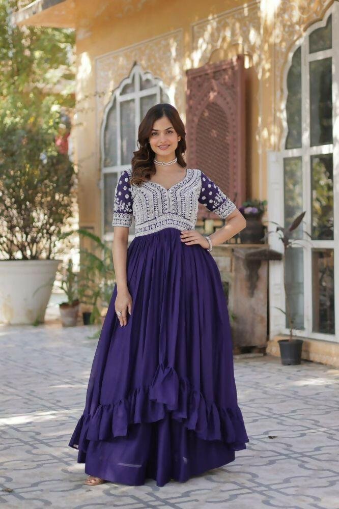 Vastranavya Mustard Star Georgette with Embroidery Beads Sequins Work Fancy Kurti & Lehenga