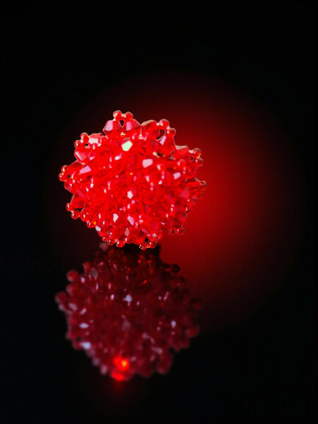 Inhanns Rang-E-Roshan Adjustable Ring – Handmade Crystal Statement Ring - Red Big