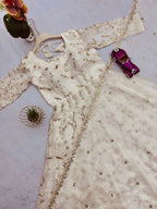Teeya Creation White Color Faux Georgette Long Party Wear Gown - Distacart