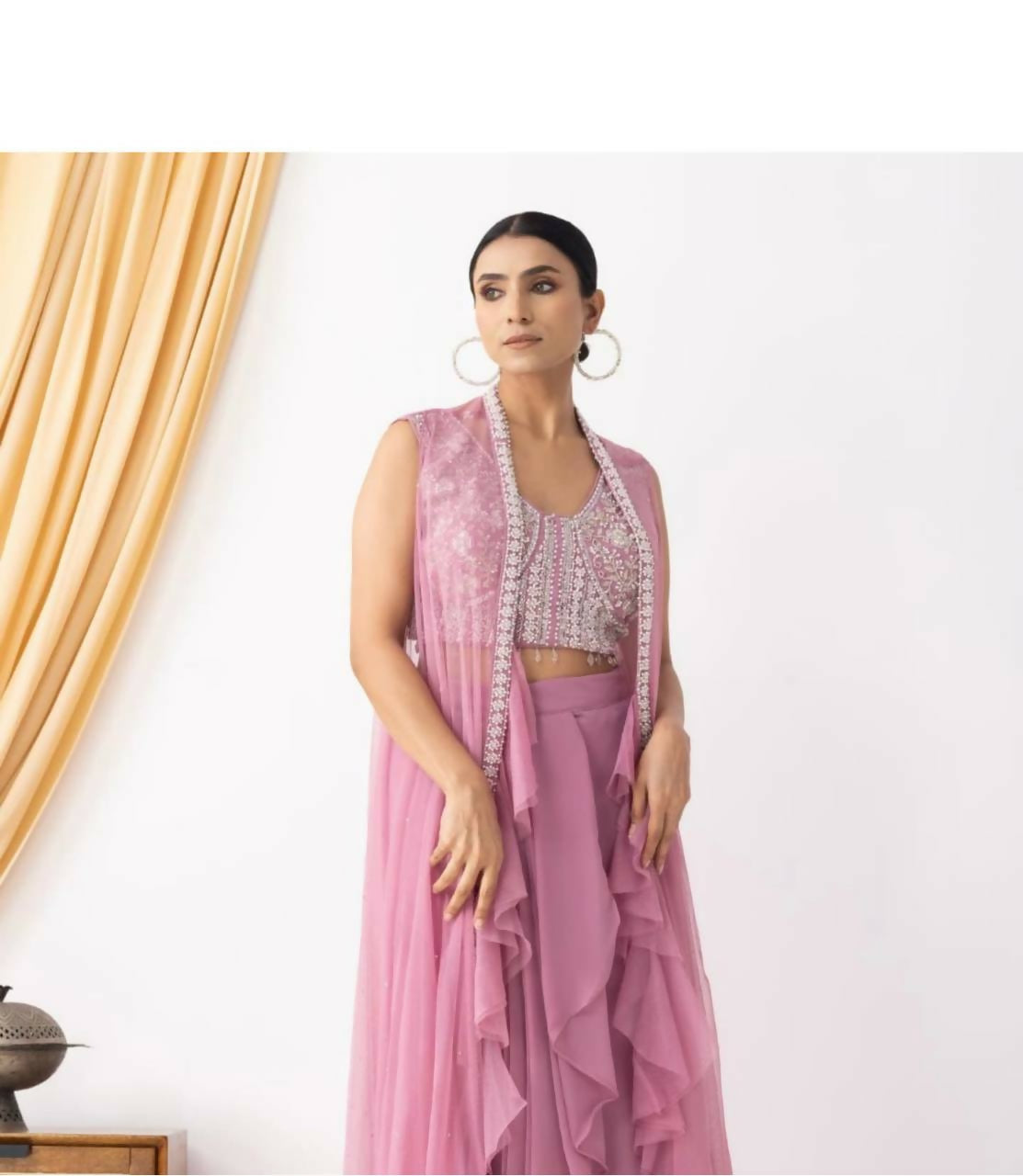 Joban Fashion Peach Kurta Set Georgette Embroidery Sequence Work - Distacart