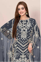 Anaita Grey Faux Georgette Stitched Suit with Embroidery Work - Distacart