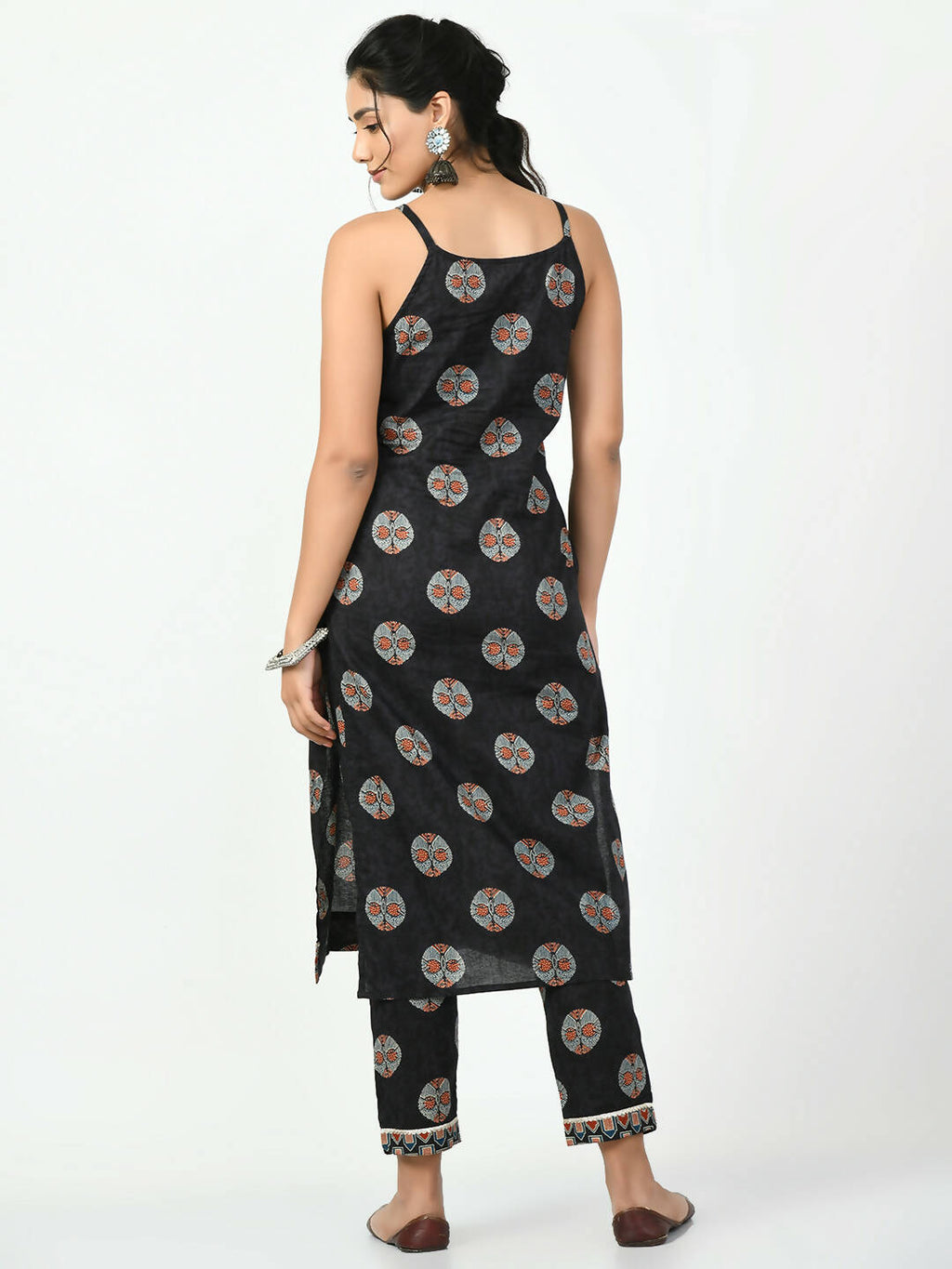 Myshka Women's Black Printed Kurta With Trouser