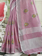 Shree Shyam Fashion Linen Light Purple Saree - Distacart