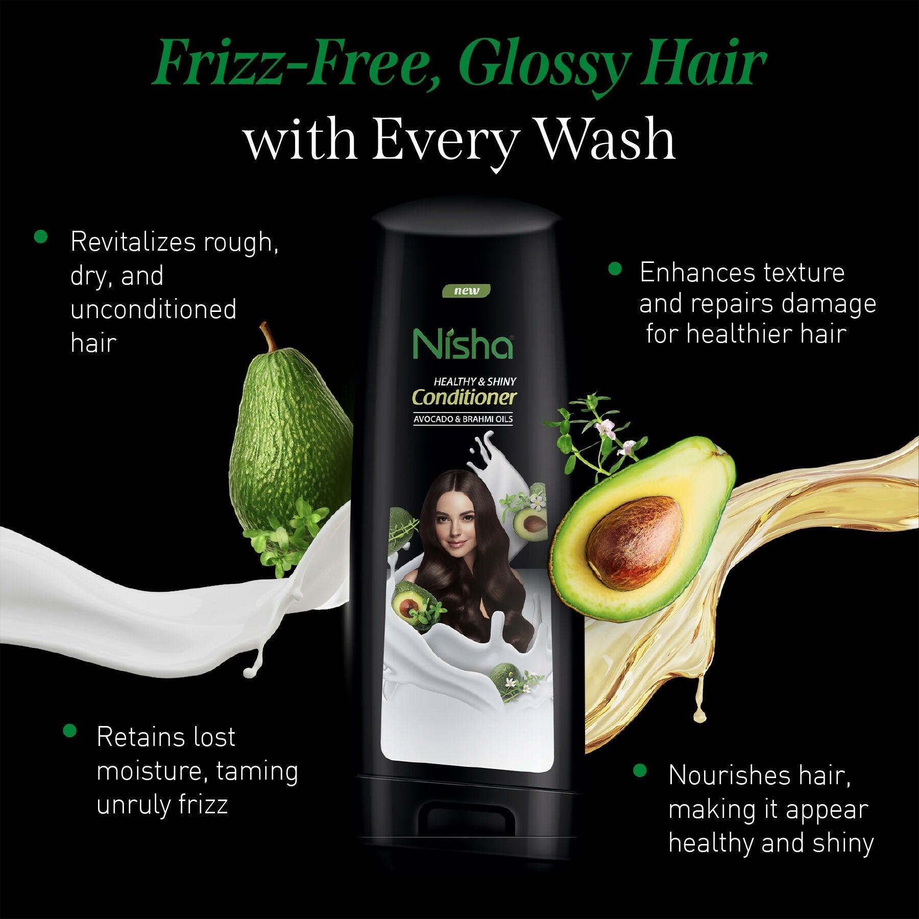 Nisha Conditioner For Women, Healthy & Shiny Formula With Avocado & Brahmi Oils