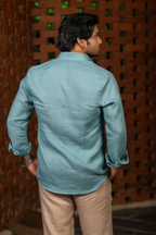 Linen See Blue Azure Breeze Shirt By Hilo Design