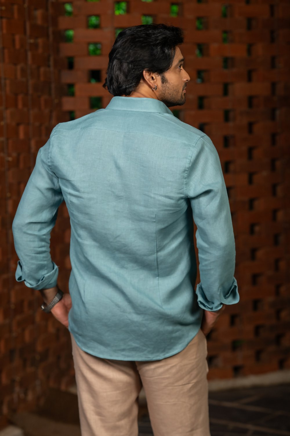 Linen See Blue Azure Breeze Shirt By Hilo Design
