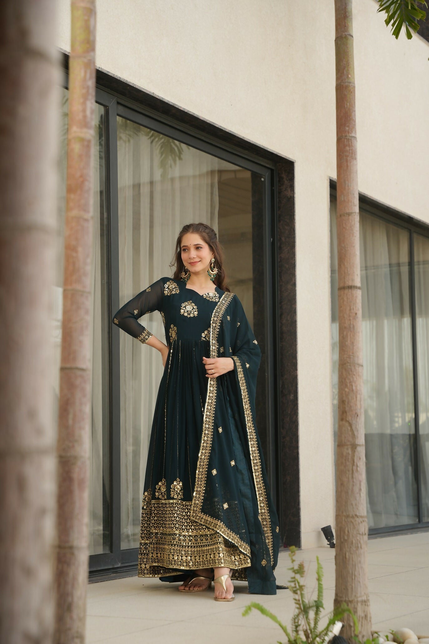 Joban Fashion Rama Georgette Sequence Embroidery Work Kurta Set - Distacart