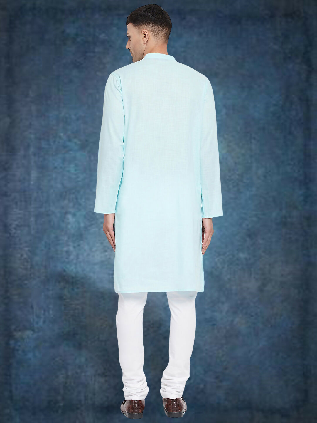 Even Apparels Men's Pure Cotton Blue Kurta