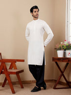 White Viscose Designer Chikankari Embroidery Work Men's Kurta - Mahotsav