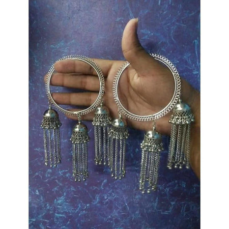 MS Fashion India Silver Latkan Bangles With Jhumkas And Hanging Chains