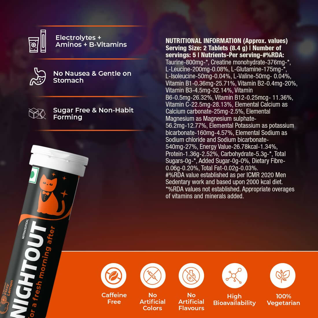 Fast&Up Nightout Hangover Relief For A Fresh Morning After - Fizzy Lemon Flavor - Distacart