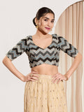 Joban Fashion Black Chiffon Padded Blouse With Square Neck Elbow Sleeves - Distacart