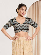 Joban Fashion Black Chiffon Padded Blouse With Square Neck Elbow Sleeves - Distacart