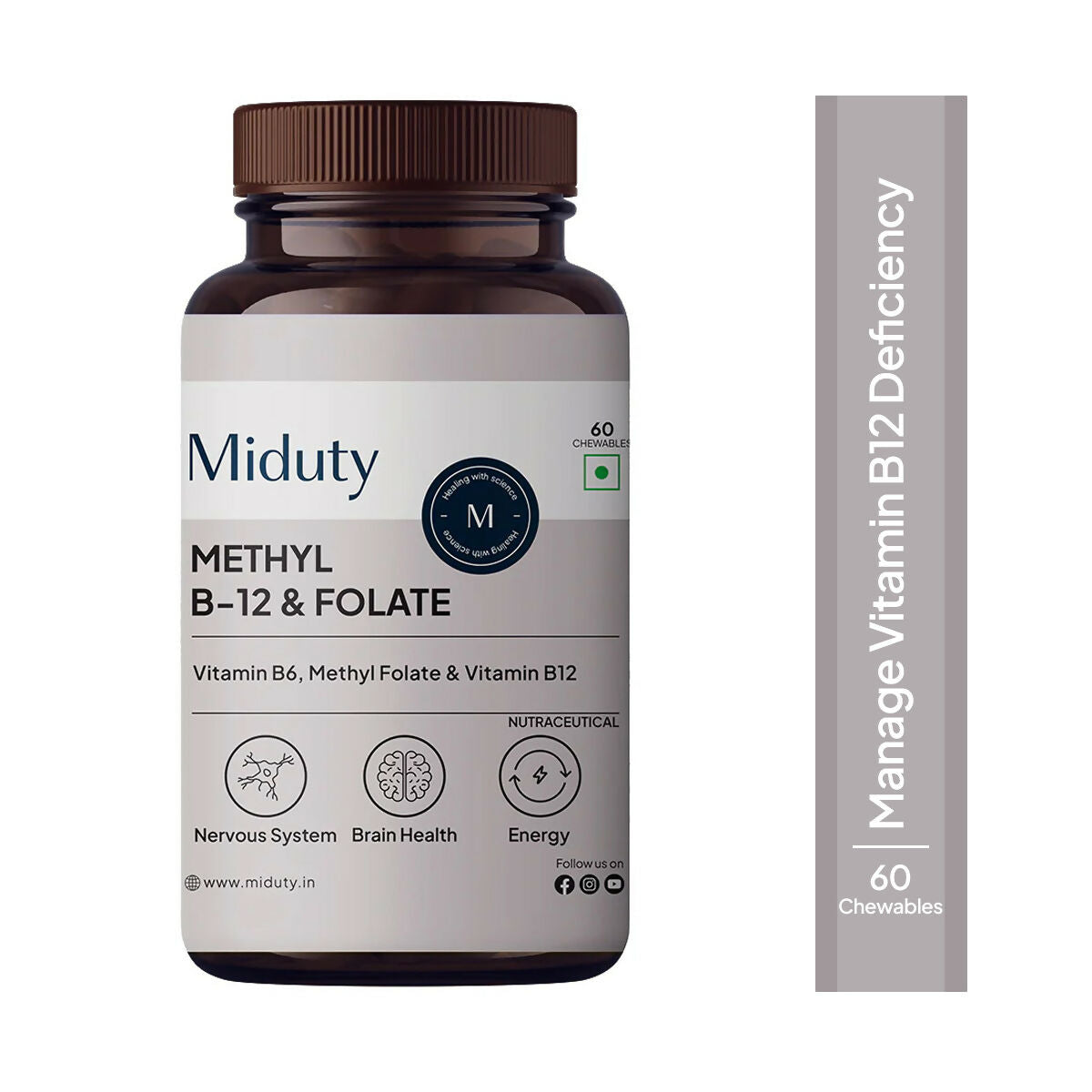Miduty Vitamin B12 - Methyl Folate Chewables