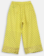 Ahalyaa Mustard Rayon Printed Kids Kurta Palazzo Sets For Kids For Girls