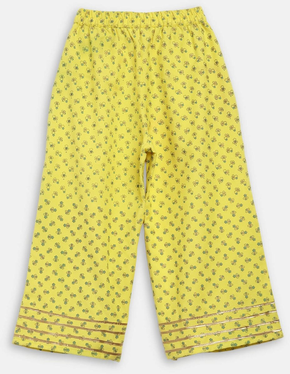 Ahalyaa Mustard Rayon Printed Kids Kurta Palazzo Sets For Kids For Girls