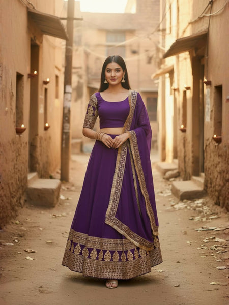 Lehenga Mart Designer Indian Wedding Lehenga Choli-Purple