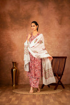 Joban Fashion Pink Hand Block Printed Cotton Suit Set - Distacart