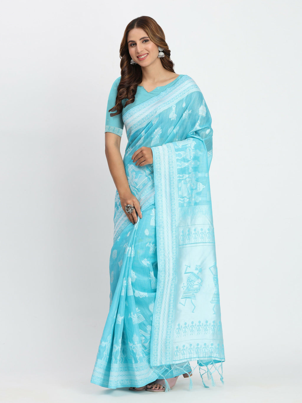 Shree Shyam Fashion Linen Cotton Grey Saree - Distacart