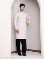 Light Pink Georgette Designer Chikankari Embroidery Work Men's Kurta - Mahotsav