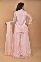 Morchari Women And Hand Embroidery Palazzo Set-Peach
