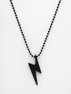 NVR Men's Set of 2 Black & Silver Flash Pendent With Chain