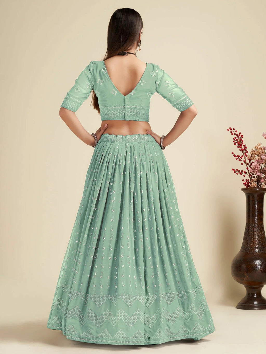 Lehenga Mart Designer Wedding Lehenga Choli For Women - Pista