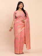 Shree Shyam Fashion Linen Cotton Peach Saree - Distacart