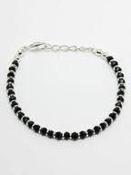 NVR Women Silver Plated Black Beaded Adjustable Rakhi With Roli Chawal - Distacart