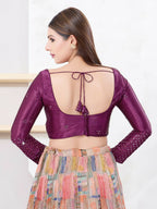 Joban Fashion Magenta Gajji Silk Elbow Sleeveless Back Open Blouse