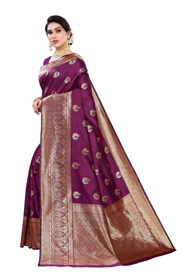 Vamika Banarasi Jacquard Weaving Purple Saree (Siri Purple)