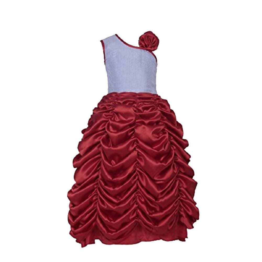 Asmaani Baby Girl Maroon Red Full Length Dress (AS-DRESS-22033)