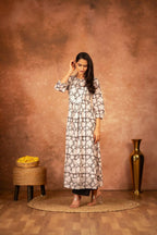 Joban Fashion Black Floral Hand Block Printed Cotton Kurta Pant Set - Distacart