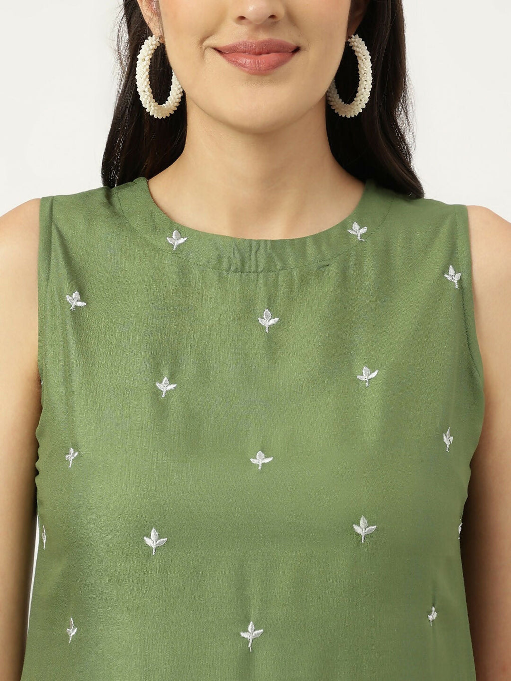 Joban Fashion Green Rayon and Embroidered Work Straight Kurta Bottom Set