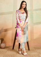 Prazu Fashion Multi Color Printed Cotton Reyon Kurta Pant Set - Distacart